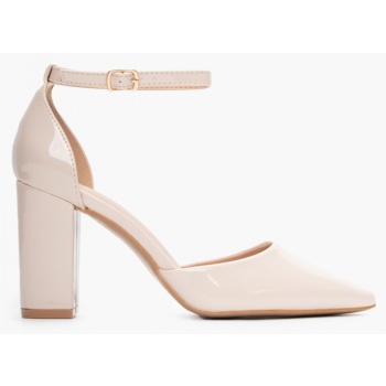 γόβες μυτερές με μπαρέτα - μπεζ σε προσφορά