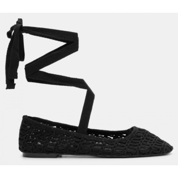 μπαλαρίνες lace up με πλεκτή πλέξη  σε προσφορά