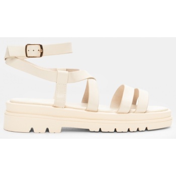 σανδάλια flatform με λουράκια - μπεζ σε προσφορά