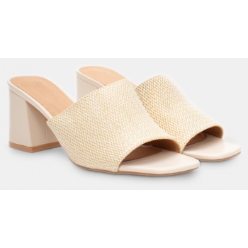 mules με πλεκτή πλέξη - μπεζ σε προσφορά