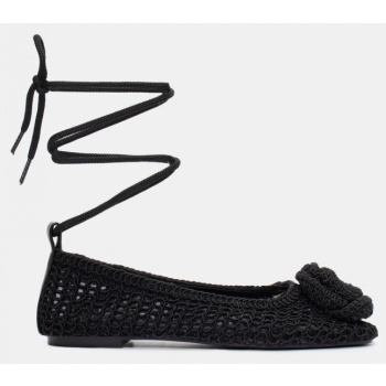μπαλαρίνες lace up με πλεκτή πλέξη 