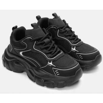 sneakers chunky με δίχτυ - μαύρο σε προσφορά