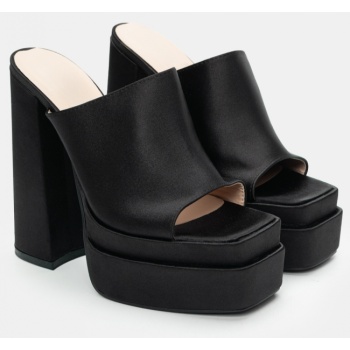 mules με διπλή φιάπα & τακούνι - μαύρο σε προσφορά