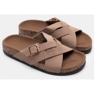  σανδάλια flatform με χιαστί λουράκια - μπεζ-σκούρο