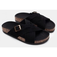  σανδάλια flatform με χιαστί λουράκια - μαύρο