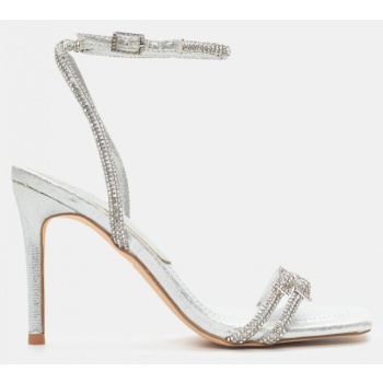 πέδιλα σατέν με strass - ασημί σε προσφορά
