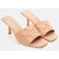  mules με φαρδιά φάσα - μπεζ