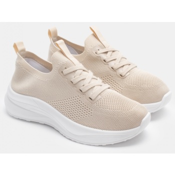 sneakers κάλτσα με κορδόνια - μπεζ σε προσφορά