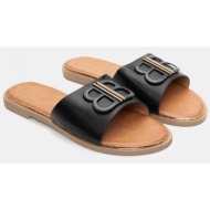  flat σανδάλια με διακοσμητική αγκράφα - μαύρο