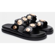  σανδάλια flatform με διακοσμητικά - μαύρο
