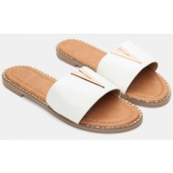  flat σανδάλια με μεταλλική λεπτομέρεια v - λευκό