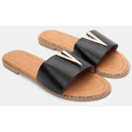  flat σανδάλια με μεταλλική λεπτομέρεια v - μαύρο