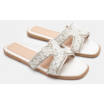 σανδάλια flat με χαντρές - λευκό σε προσφορά