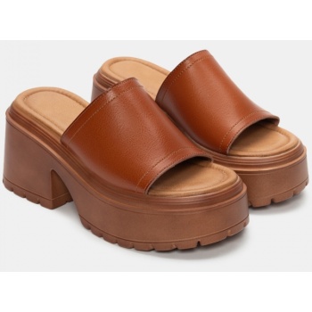 πλατφόρμες με φαρδιά φάσα - κάμελ σε προσφορά