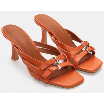 mules με διπλές τόκες - πορτοκαλί σε προσφορά