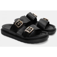  σανδάλια flatform με διπλές τόκες - μαύρο