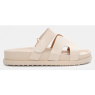  σανδάλια flatform με λουράκια scratch - μπεζ