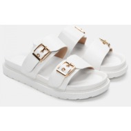  σανδάλια flatform με διπλές τόκες - λευκό