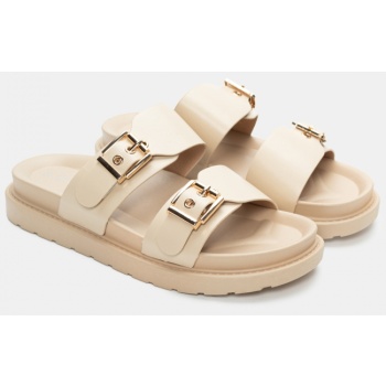 σανδάλια flatform με διπλές τόκες - μπεζ σε προσφορά