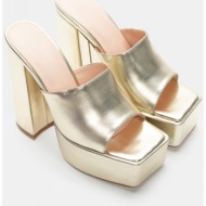  mules με φαρδιά φάσα & φιάπα - χρυσό