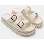  σανδάλια flatform με διπλές τόκες - μπεζ