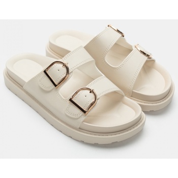 σανδάλια flatform με διπλές τόκες - μπεζ σε προσφορά