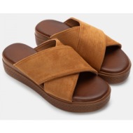  πλατφόρμες με χιαστί λουράκια - κάμελ