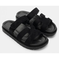  σανδάλια flatform με λουράκι scratch - μαύρο