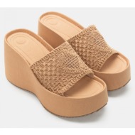  πλατφόρμες με πλεκτή φαρδιά φάσα - μπεζ-σκούρο