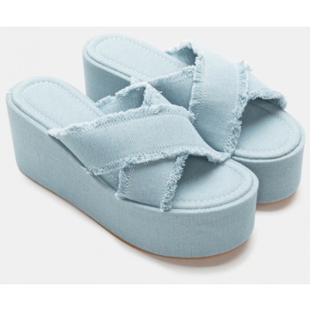 πλατφόρμες jean με χιαστί λουράκια  σε προσφορά