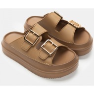  σανδάλια flatform με λουράκια scratch & τόκες - καφέ