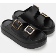  σανδάλια flatform με λουράκια scratch & τόκες - μαύρο