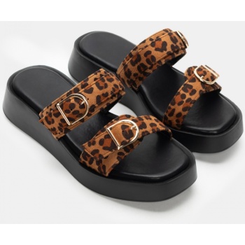 σανδάλια flatform με λουράκια - animal σε προσφορά