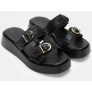  σανδάλια flatform με λουράκια - μαύρο