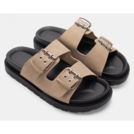  σανδάλια flatform με λουράκια & τόκες - μπεζ-σκούρο