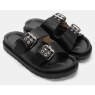  σανδάλια flatform με λουράκια & τόκες - μαύρο