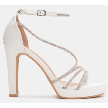πέδιλα με φιάπα & strass - λευκό σε προσφορά