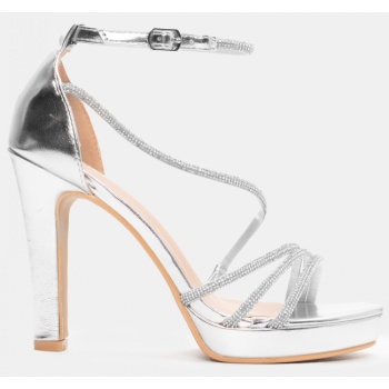 πέδιλα με φιάπα & strass - ασημί σε προσφορά