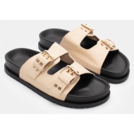  σανδάλια flatfrom με διπλές τόκες - μπεζ