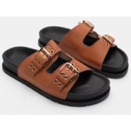  σανδάλια flatfrom με διπλές τόκες - κάμελ