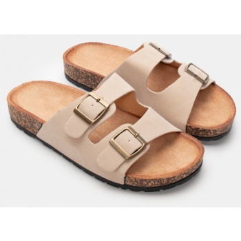 σανδάλια flatform με διπλές τόκες - μπεζ σε προσφορά