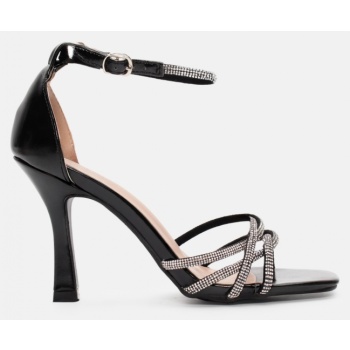 πέδιλα με strass & μπαρέτα - μαύρο σε προσφορά