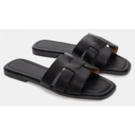  flat σανδάλια με ανοίγματα στο πλάι - μαύρο