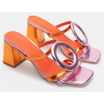 πέδιλα με λουράκια & κρίκο - πορτοκαλί σε προσφορά