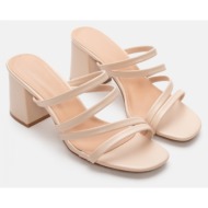  mules με πολλαπλά λουράκια - μπεζ