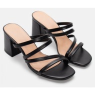  mules με πολλαπλά λουράκια - μαύρο