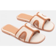  flat σανδάλια σε συνδυασμό χρωμάτων - κάμελ