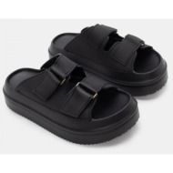  σανδάλια flatform με διπλά λουράκια sctrach - μαύρο