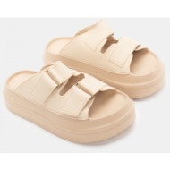  σανδάλια flatform με διπλά λουράκια sctrach - μπεζ