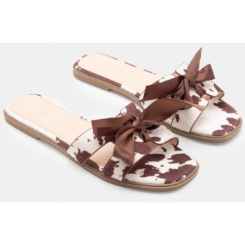flat σανδάλια με κορδέλα - καφέ σε προσφορά